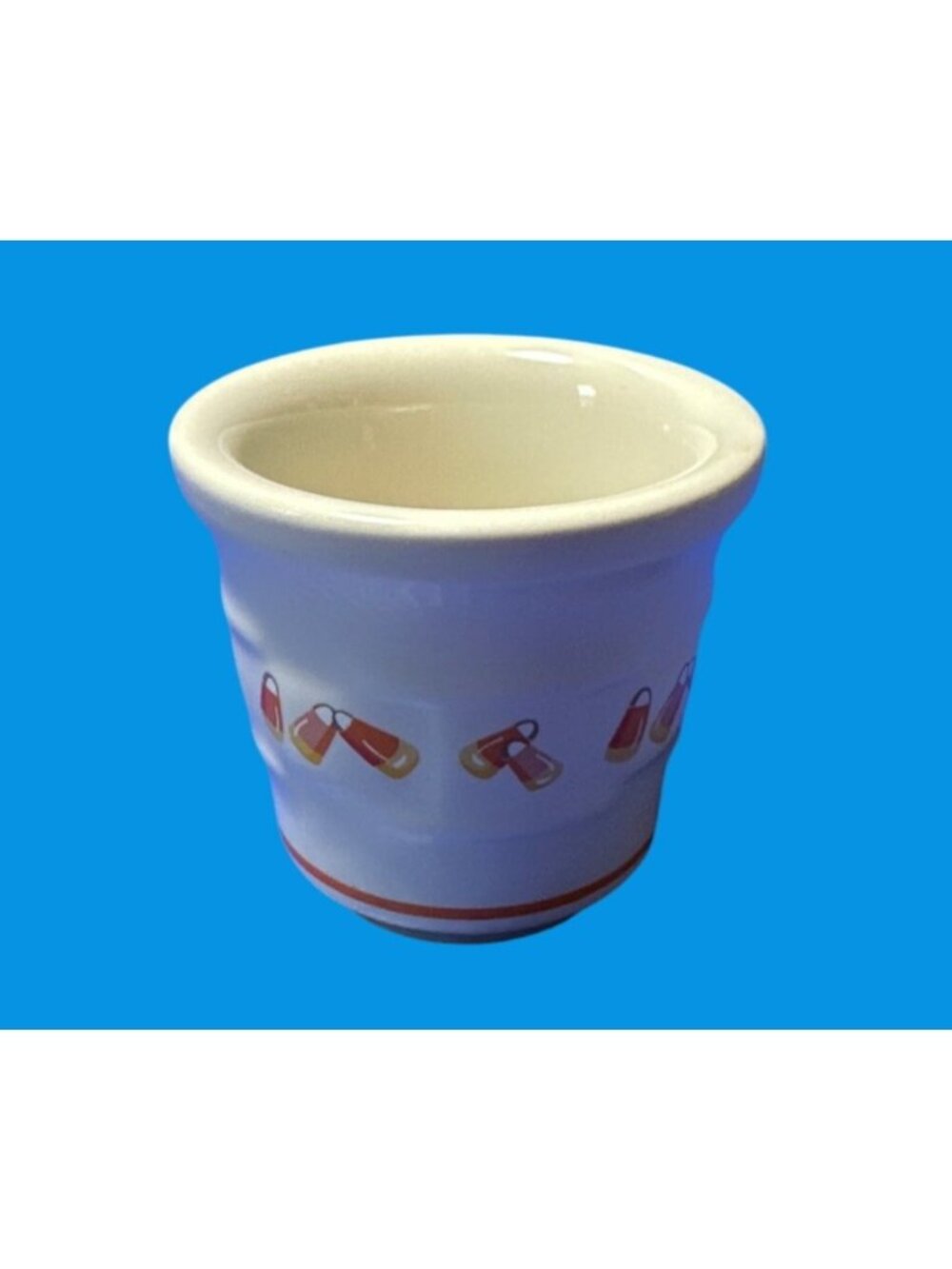 Longaberger Ceramic Candy Corn Pattern Votive Holder Or Small Bowl